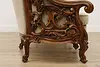 Swedish Antique Hand Carved Walnut & Mohair Sofa (21)