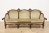 Swedish Antique Hand Carved Walnut & Mohair Sofa (4)