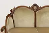 Swedish Antique Hand Carved Walnut & Mohair Sofa (5)