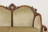 Swedish Antique Hand Carved Walnut & Mohair Sofa (6)