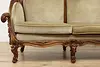 Swedish Antique Hand Carved Walnut & Mohair Sofa (7)