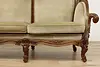 Swedish Antique Hand Carved Walnut & Mohair Sofa (8)