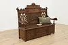 Renaissance Antique Oak Hall Bench, King Richard Lion Heart (2)