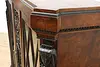 Hungarian Antique Ebony & Burl Office Bookcase, Carved Busts (26)