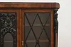 Hungarian Antique Ebony & Burl Office Bookcase, Carved Busts (9)