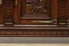 Renaissance Antique Oak Sideboard Buffet Bar, Tavern Scenes (17)