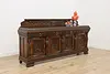 Renaissance Antique Oak Sideboard Buffet Bar, Tavern Scenes (2)