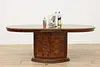 Italian Art Deco Faux Burl 6' Oval Dining Table & Leaf (2)