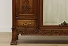 Art Nouveau French Antique Walnut Armoire Wardrobe & Mirror (15)