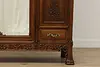 Art Nouveau French Antique Walnut Armoire Wardrobe & Mirror (16)