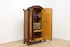 Art Nouveau French Antique Walnut Armoire Wardrobe & Mirror (3)