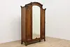 Art Nouveau French Antique Walnut Armoire Wardrobe & Mirror (5)