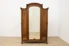 Art Nouveau French Antique Walnut Armoire Wardrobe & Mirror (6)