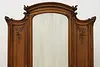 Art Nouveau French Antique Walnut Armoire Wardrobe & Mirror (7)