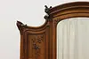 Art Nouveau French Antique Walnut Armoire Wardrobe & Mirror (9)