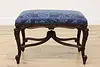 French Antique Carved Walnut Boudoir Hall Bench, New Fabric (2)