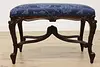 French Antique Carved Walnut Boudoir Hall Bench, New Fabric (3)