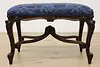 French Antique Carved Walnut Boudoir Hall Bench, New Fabric (5)