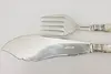 Mother of Pearl & Engraved Silver Antique Fish Carving Set (6)