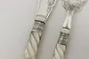 Mother of Pearl & Engraved Silver Antique Fish Carving Set (8)