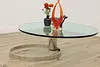 Midcentury Modern Vintage Glass & Chrome Coffee Table, Rosen (2)