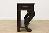 Renaissance Italian Antique Oak Hall Console Carved Paw Feet (17)