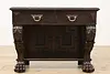 Renaissance Italian Antique Oak Hall Console Carved Paw Feet (6)