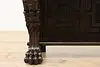 Renaissance Italian Antique Oak Hall Console Carved Paw Feet (9)