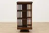 Spinning Antique Walnut Revolving Chairside Bookcase (10)