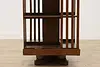 Spinning Antique Walnut Revolving Chairside Bookcase (12)