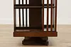 Spinning Antique Walnut Revolving Chairside Bookcase (15)