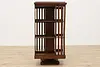 Spinning Antique Walnut Revolving Chairside Bookcase (16)