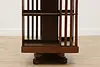 Spinning Antique Walnut Revolving Chairside Bookcase (18)