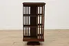 Spinning Antique Walnut Revolving Chairside Bookcase (7)