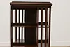 Spinning Antique Walnut Revolving Chairside Bookcase (8)