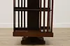 Spinning Antique Walnut Revolving Chairside Bookcase (9)