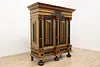 Dutch Kas Antique Carved Elm Dowry Armoire Wardrobe Cabinet (2)