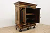 Dutch Kas Antique Carved Elm Dowry Armoire Wardrobe Cabinet (3)