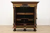 Dutch Kas Antique Carved Elm Dowry Armoire Wardrobe Cabinet (4)