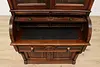 Victorian Antique Walnut Roll Top Secretary Desk & Bookcase (11)