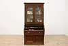 Victorian Antique Walnut Roll Top Secretary Desk & Bookcase (2)