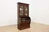 Victorian Antique Walnut Roll Top Secretary Desk & Bookcase (3)