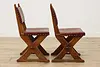 Set of 4 Vintage Tudor Design Oak & Leather Dining Chairs (11)