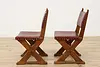 Set of 4 Vintage Tudor Design Oak & Leather Dining Chairs (16)