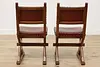 Set of 4 Vintage Tudor Design Oak & Leather Dining Chairs (17)