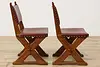 Set of 4 Vintage Tudor Design Oak & Leather Dining Chairs (18)