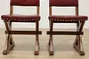 Set of 4 Vintage Tudor Design Oak & Leather Dining Chairs (6)