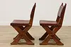 Set of 4 Vintage Tudor Design Oak & Leather Dining Chairs (8)