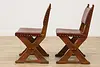 Set of 4 Vintage Tudor Design Oak & Leather Dining Chairs (9)