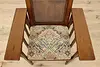 Arts & Crafts Mission Oak Antique Caned Armchair, New Fabric (5)